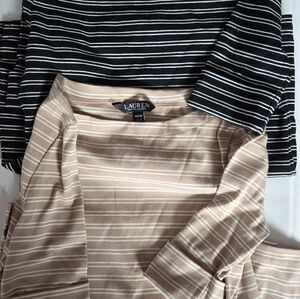 Set of 2 Lauren Ralph Lauren Striped 3/4  Sleeve Shirts